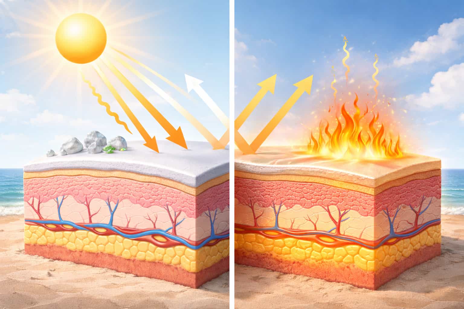 ChatGPT Image Dec 16 2025 05 03 47 PM ضد آفتاب فیزیکی یا شیمیایی؟ راهنمای جامع انتخاب بهترین محافظ پوست شما
